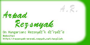 arpad rezsnyak business card